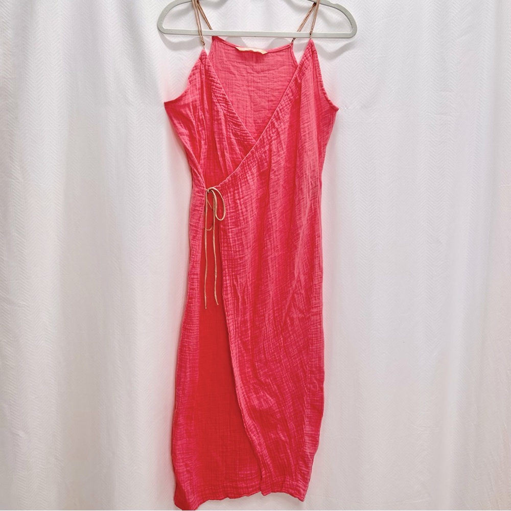 Cali Dreaming pink wrap dress gauze sleeveless